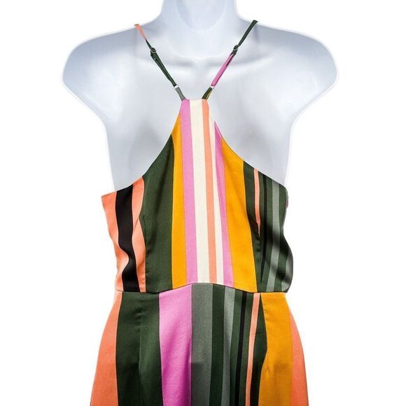 Lost + Wander Anthro Evereve Pandora Striped Rainbow Sleeveless Midi Dress - Picture 5 of 9